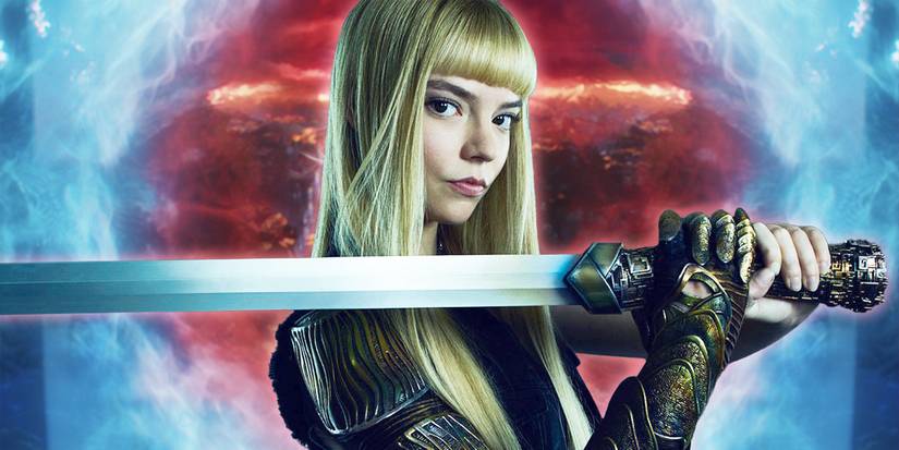 Anya-Taylor Joy holding a sword in The New Mutants