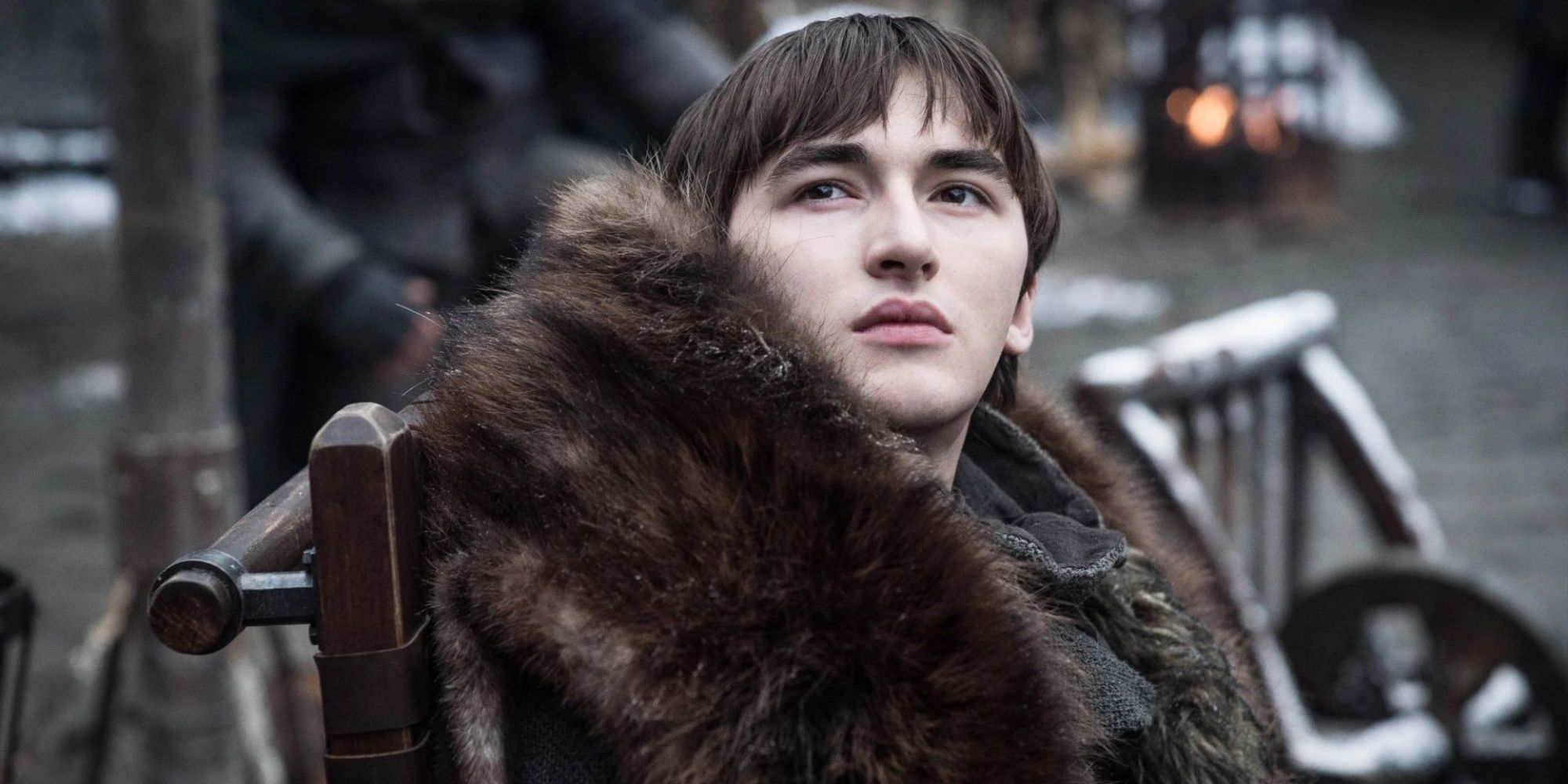 Isaac Hempstead Wright as Bran Stark looking up at something in HBO's 'Game of Thrones.'