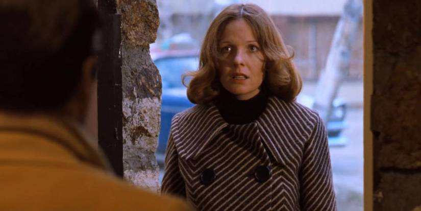 Diane Keaton as Kay Corleone looking shocked while standing in front of Michael 'The Godfather Part II'