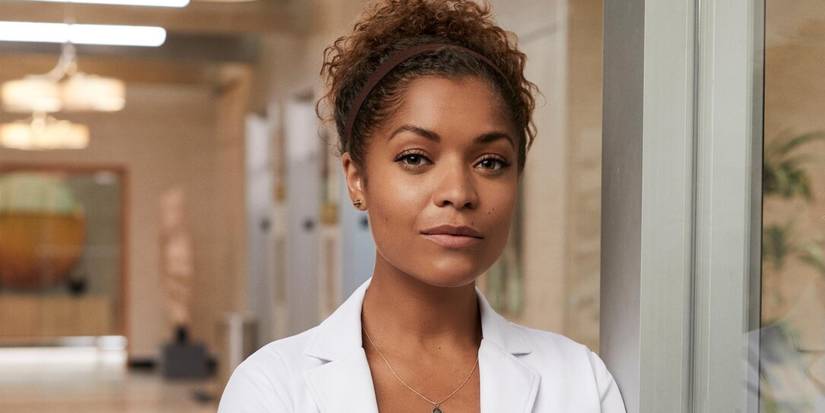 Antonia Thomas as Dr. Claire Browne looking at the camera for a promo for The Good Doctor
