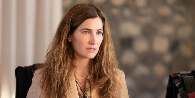 Kathryn Hahn as Clare looking at someone incredulously in Episode 7 of Tiny Beautiful Things.