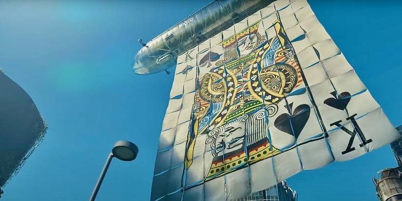 The giant King of Spades card in the air in Alice in Borderland Season 2