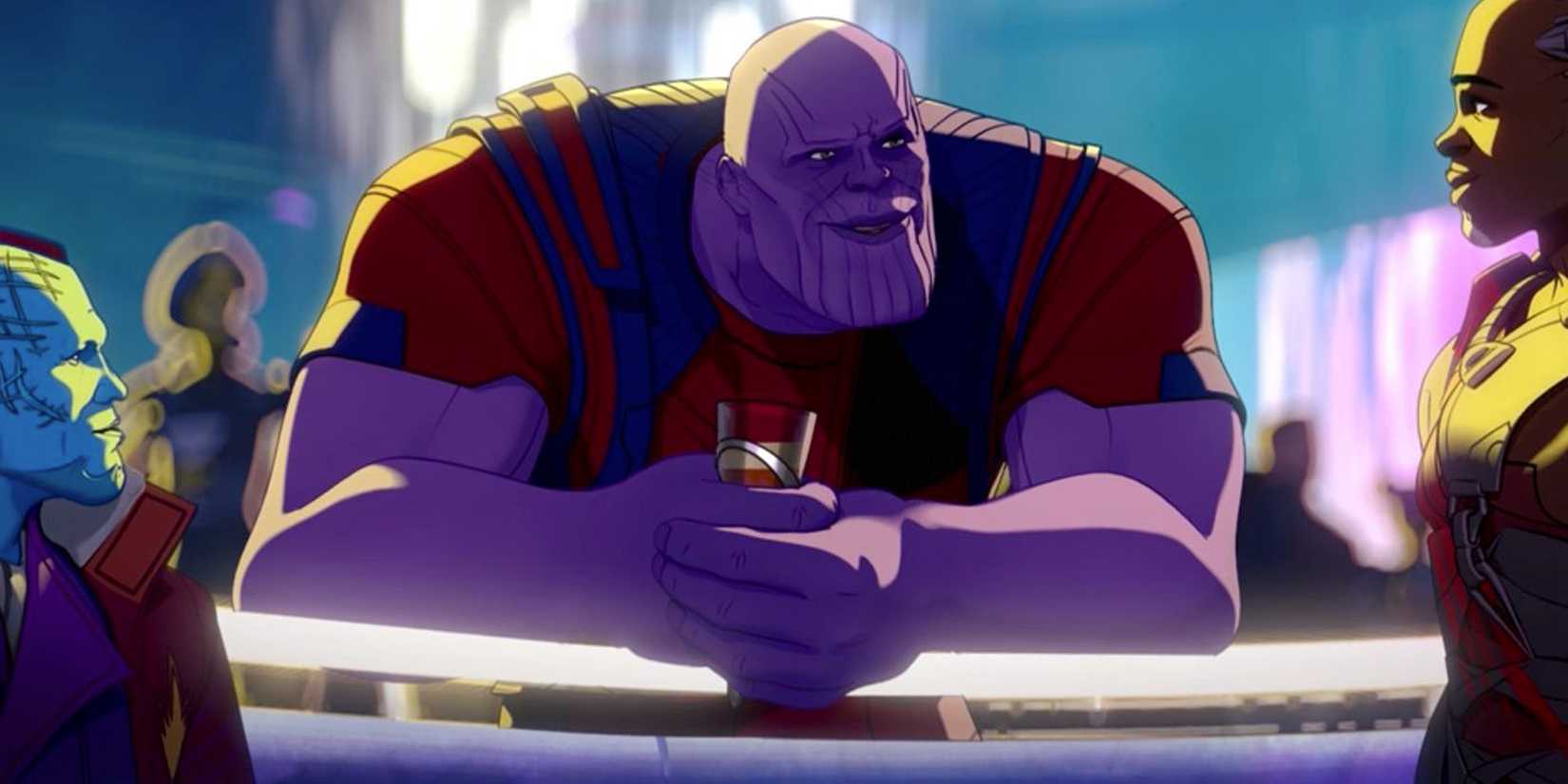 Ravager Thanos in 'What If...?' standing at a bar with a drink