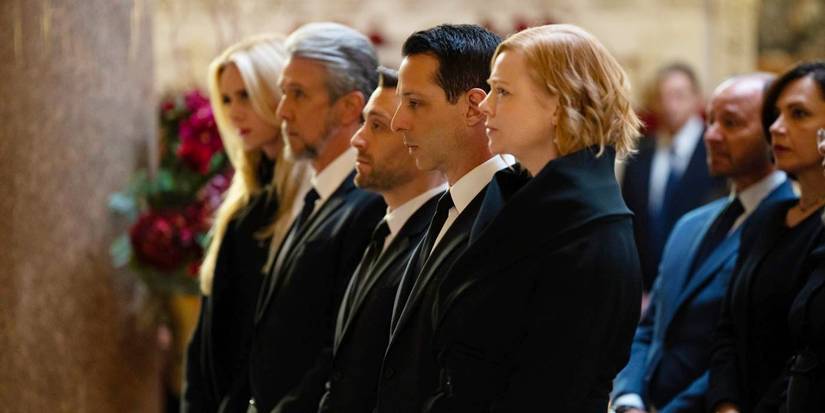 Justine Lupe, Alan Ruck, Kieran Culkin, Jeremy Strong, and Sarah Snook in 'Succession' Season 4.