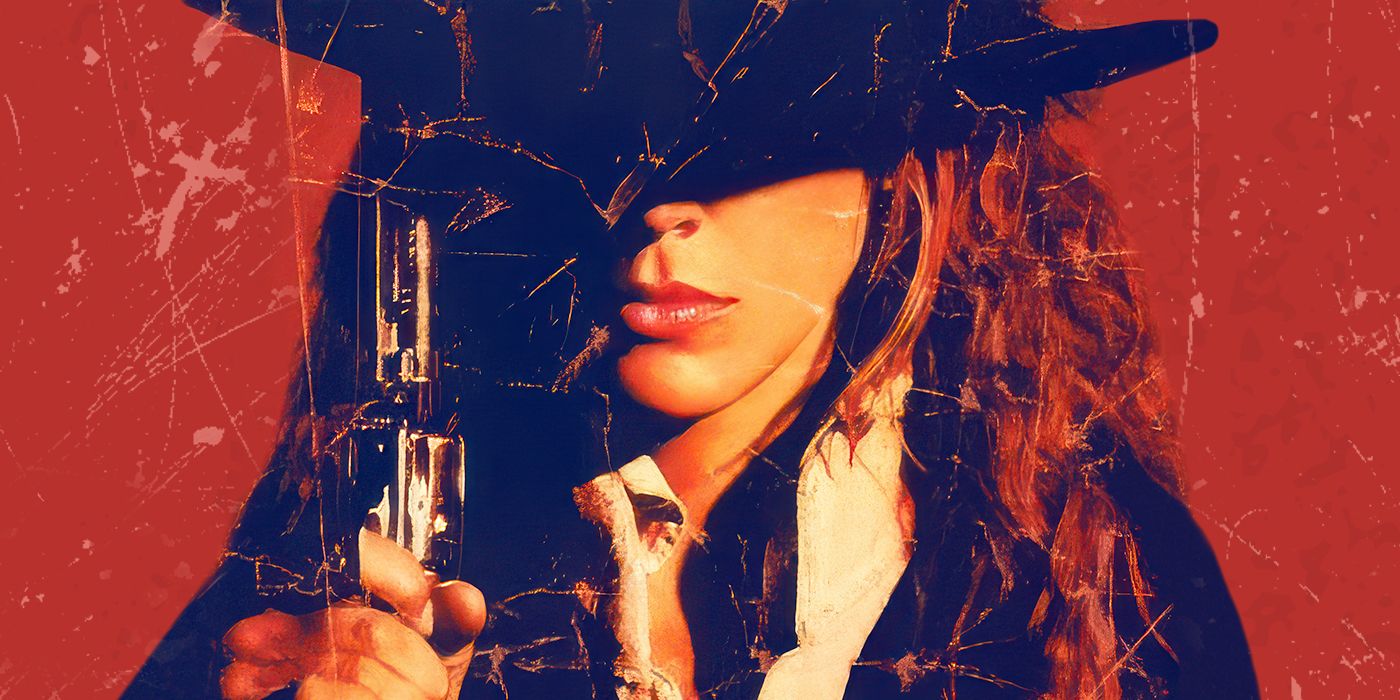 Custom image of Sharon Stone from The Quick and the Dead against a red background