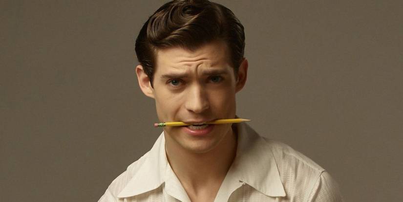 David Corenswet as Jack Castello with a pencil in his mouth in a promotional image for Hollywood