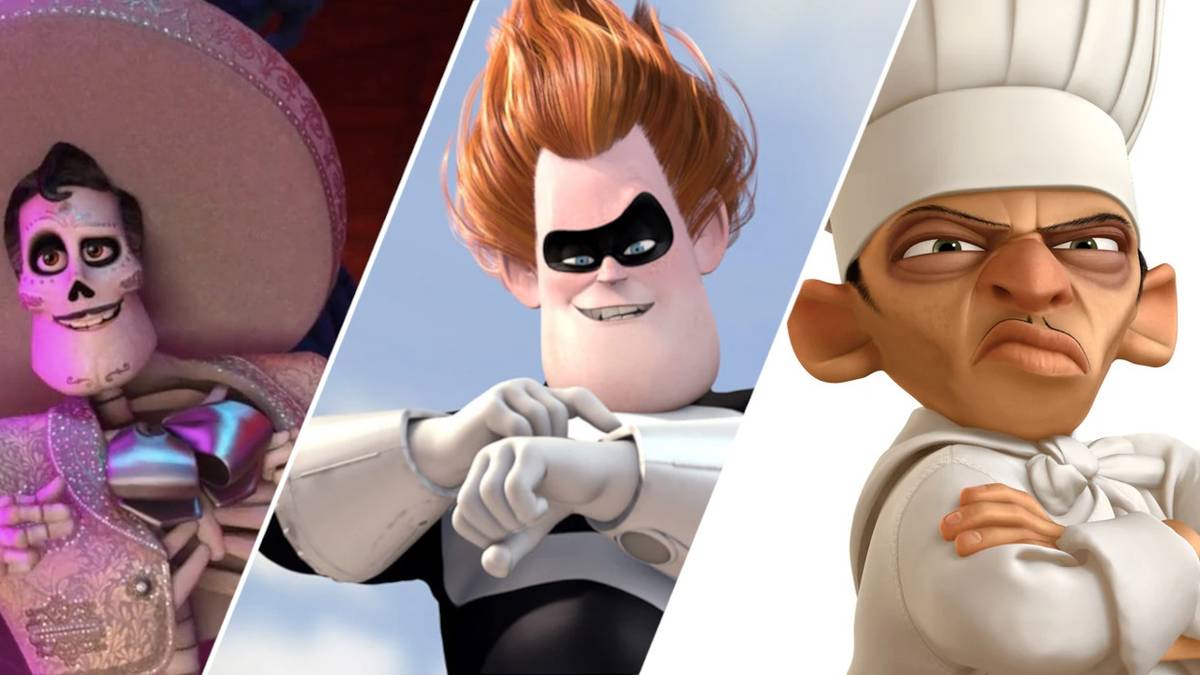 Ernesto de la Cruz from Coco, Syndrome from The Incredibles, and Chef Skinner from Ratatouille