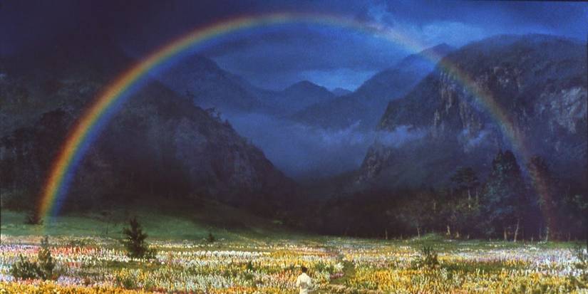 A rainbow over a field in Dreams