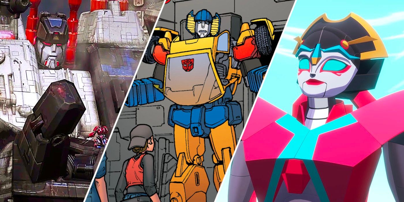 Metroplex, Sunstreak, and Windblade from the Transformers franchise