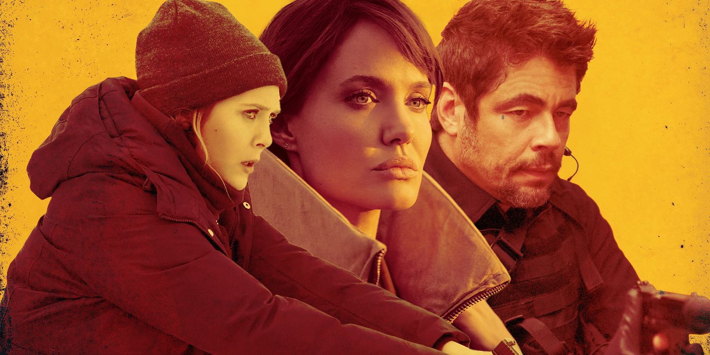 Elizabeth Olsen, Angelina Jolie, and Benicio Del Toro in Taylor Sheridan movies