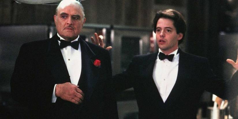 Matthew Broderick and Marlon Brando in The Freshman