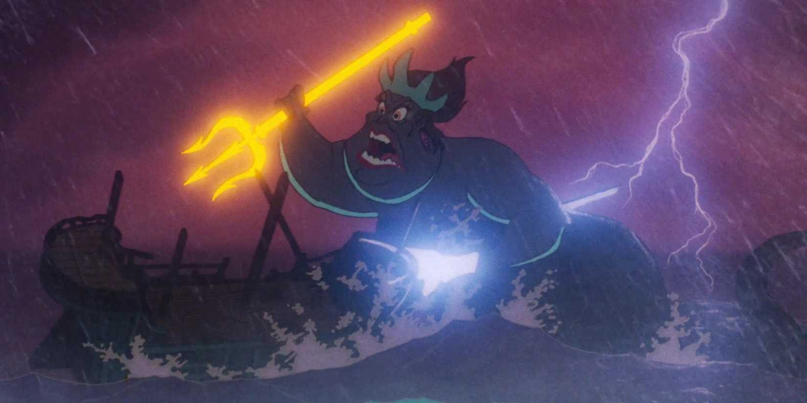Ursula is both impaled on a ruined ship and struck by lightning