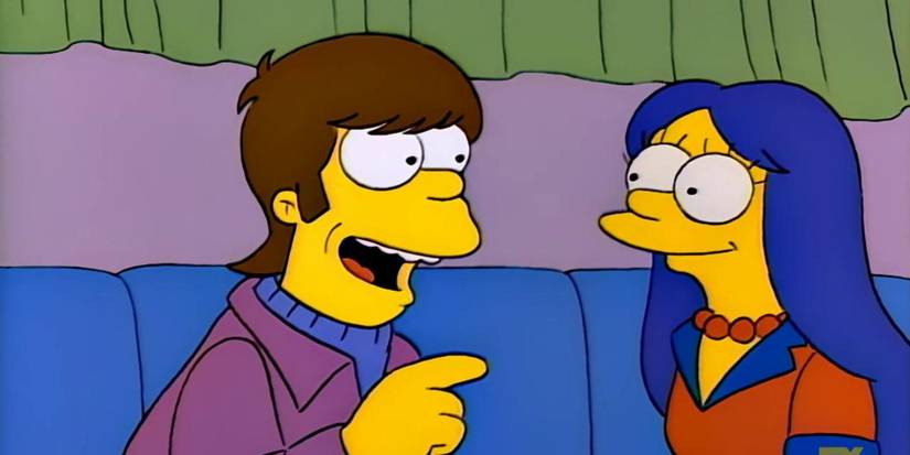 A young Homer and Marge as high school students in The Simpsons Season 2 episode, 'The Way We Was'
