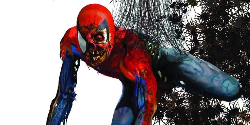 Spider Zombie versão zumbi do Homem Aranha com visual assustador inspirado na saga Marvel Zombies