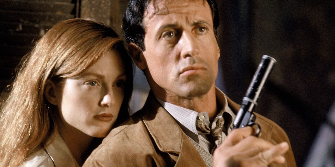 Sylvester Stallone as Robert Rath and Julianne Moore as Electra in Assassins (1995)