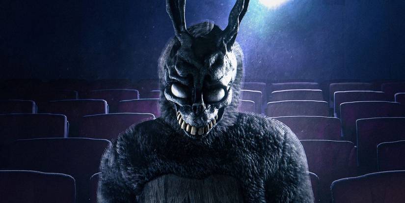 Frank the rabbit from Donnie Darko at a movie theater.