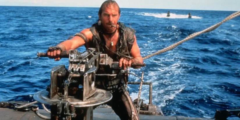Kevin Costner in Waterworld on a jetski