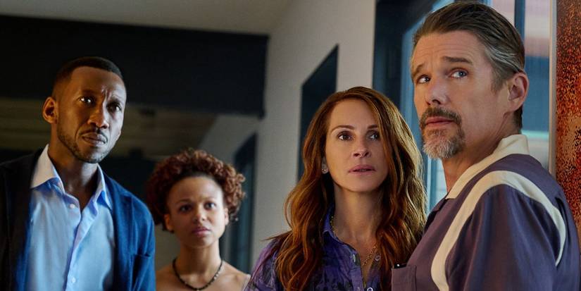 Mahershala Ali, Myha'la Herrold, Julia Roberts, and Ethan Hawke as G.H., Ruth, Amanda, and Clay in Leave the World Behind