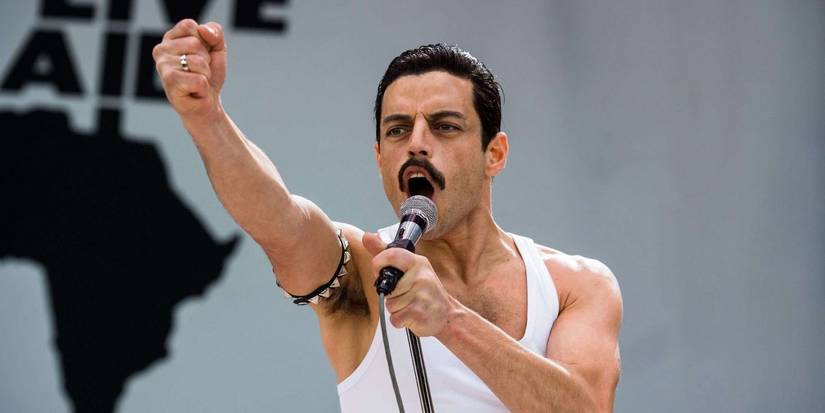 Freddie Mercury during a concert in 2018's 'Bohemian Rhapsody'