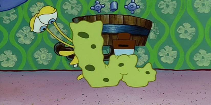 Spongebob is turning into a snail in the Spongebob SquarePants episode, "I Was a Teenage Gary".