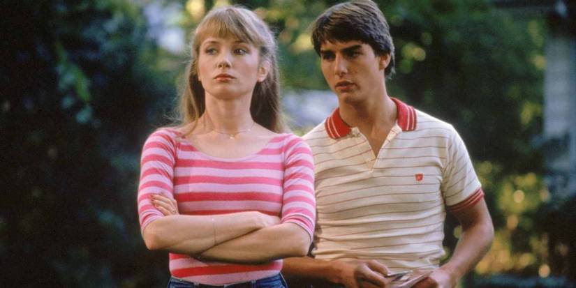 Joel dan Lana berdiri di luar di Risky Business