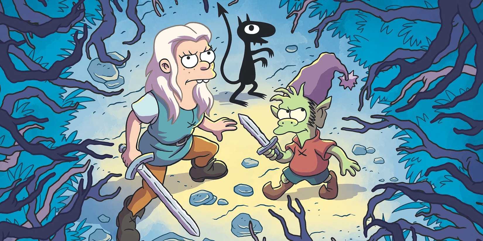 Bean Elfo and Luci ready to fight on Disenchantment