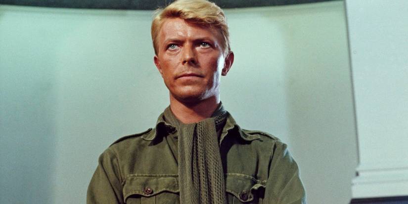 David Bowie looking intently in Merry Christmas, Mr. Lawrence