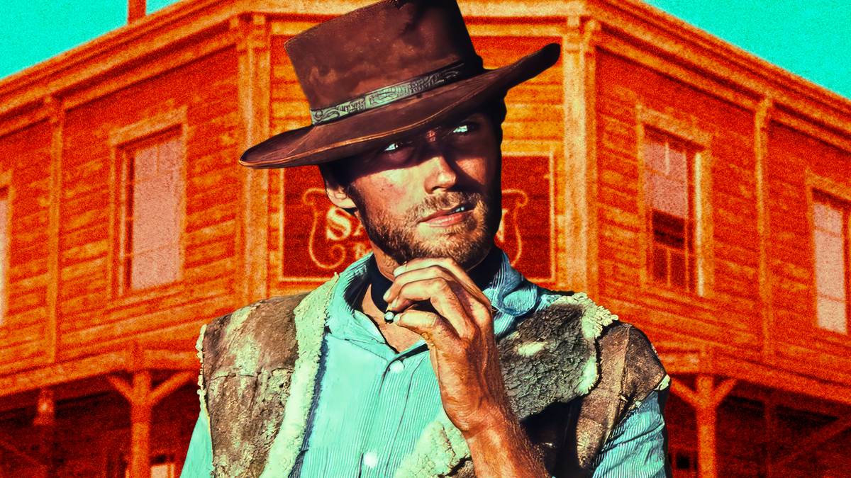 A custom image of Clint Eastwood in A Few Dollars More in front of a saloon