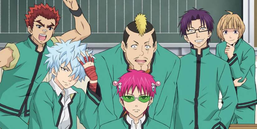 A group of young men looking at the camera in The Disastrous Life of Saiki K