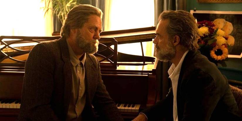 An older Bill and Frank look at one another lovingly in The Last of Us