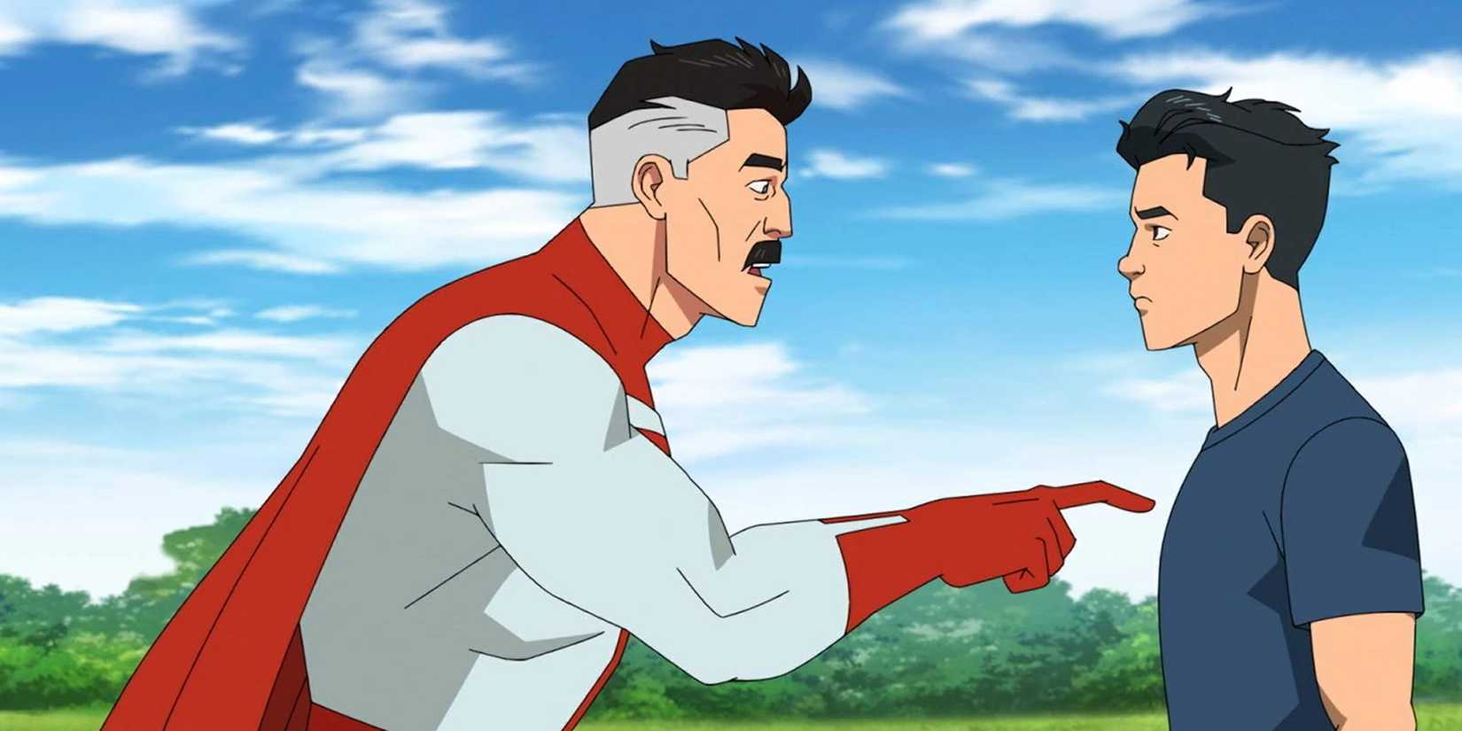 Omni-Man pointing at his son in Invincible.