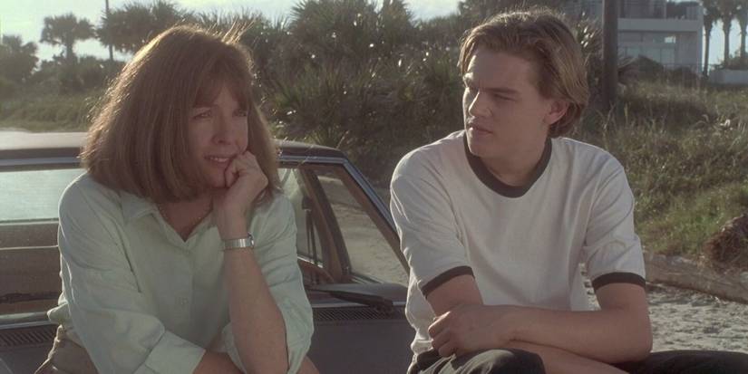 Diane Keaton as Bessie and Leonardo DiCaprio as Bessie on the car in 'Marvin's Room' 