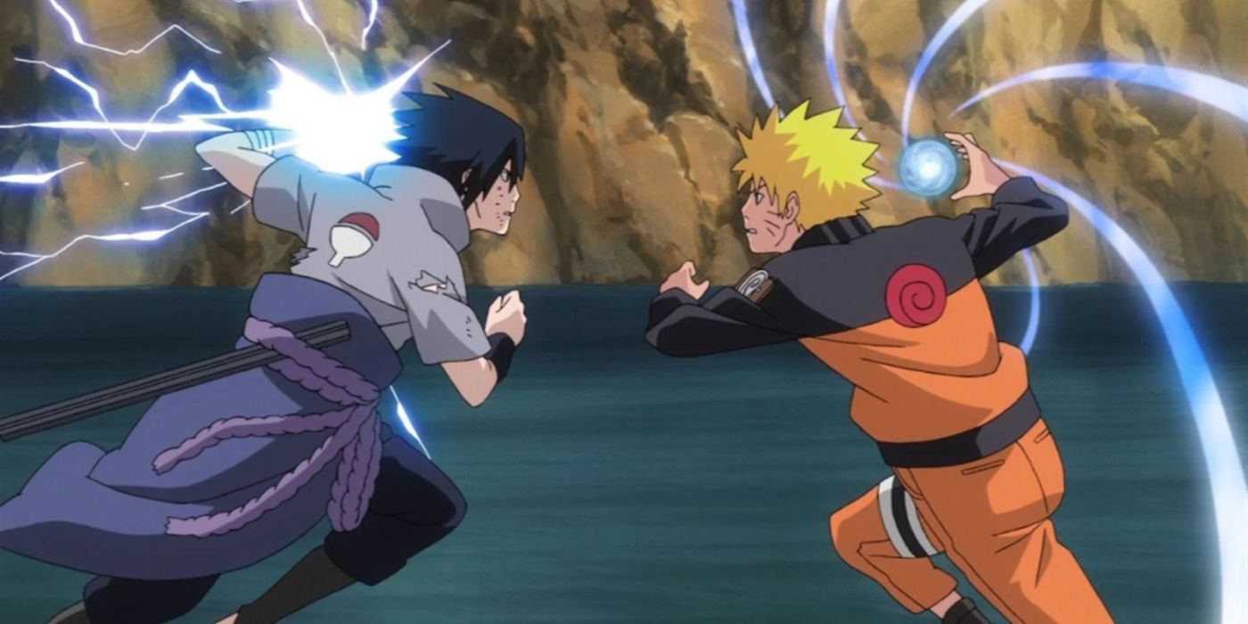 Sasuke e Naruto lutando em 'Naruto: Shipudden'