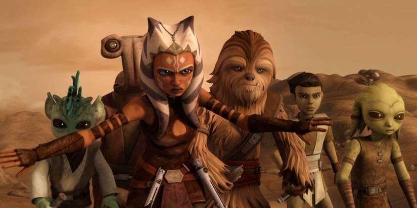 Ahsoka protecting younglings in 'Star Wars: The Clone Wars'