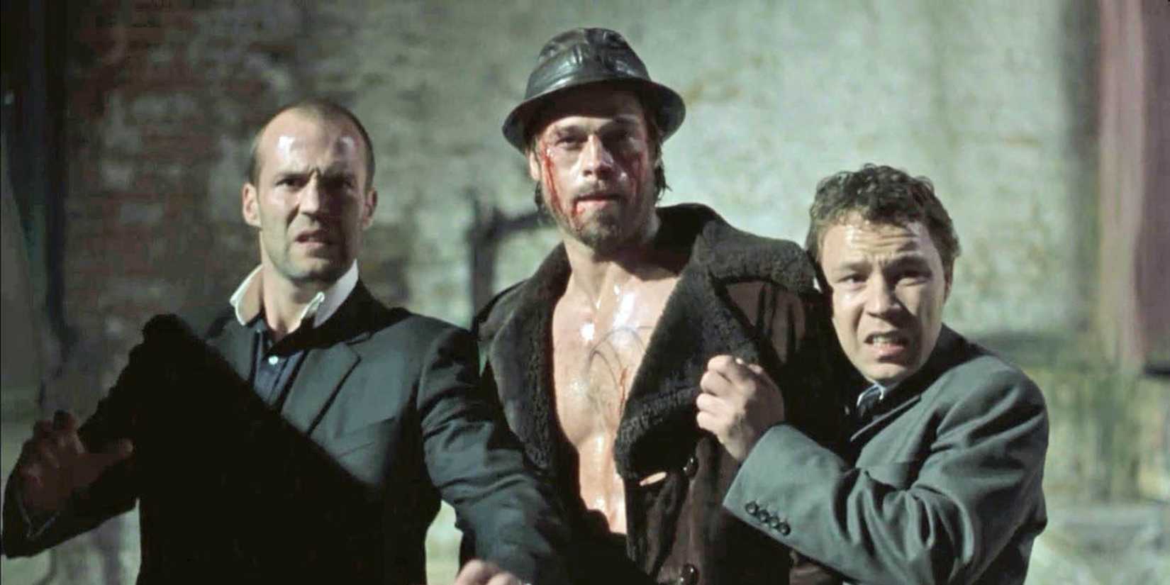 Turkish, Mickey, and Tommy looking scared in Snatch