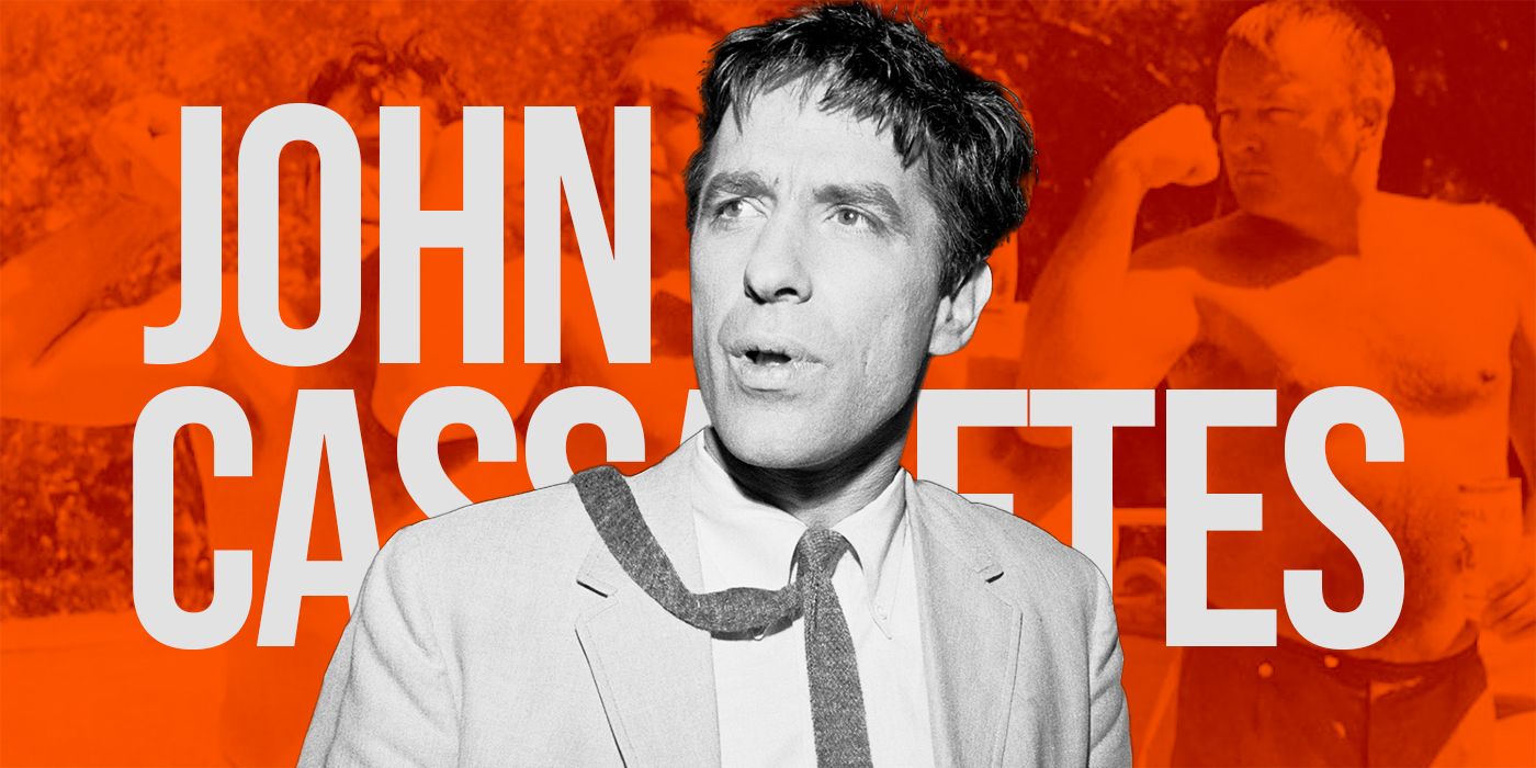 John-Cassavetes against an orange background with his name in white text