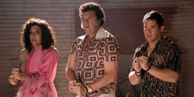 Edi Patterson, Danny McBride, and Adam Devine in Righteous Gemstones