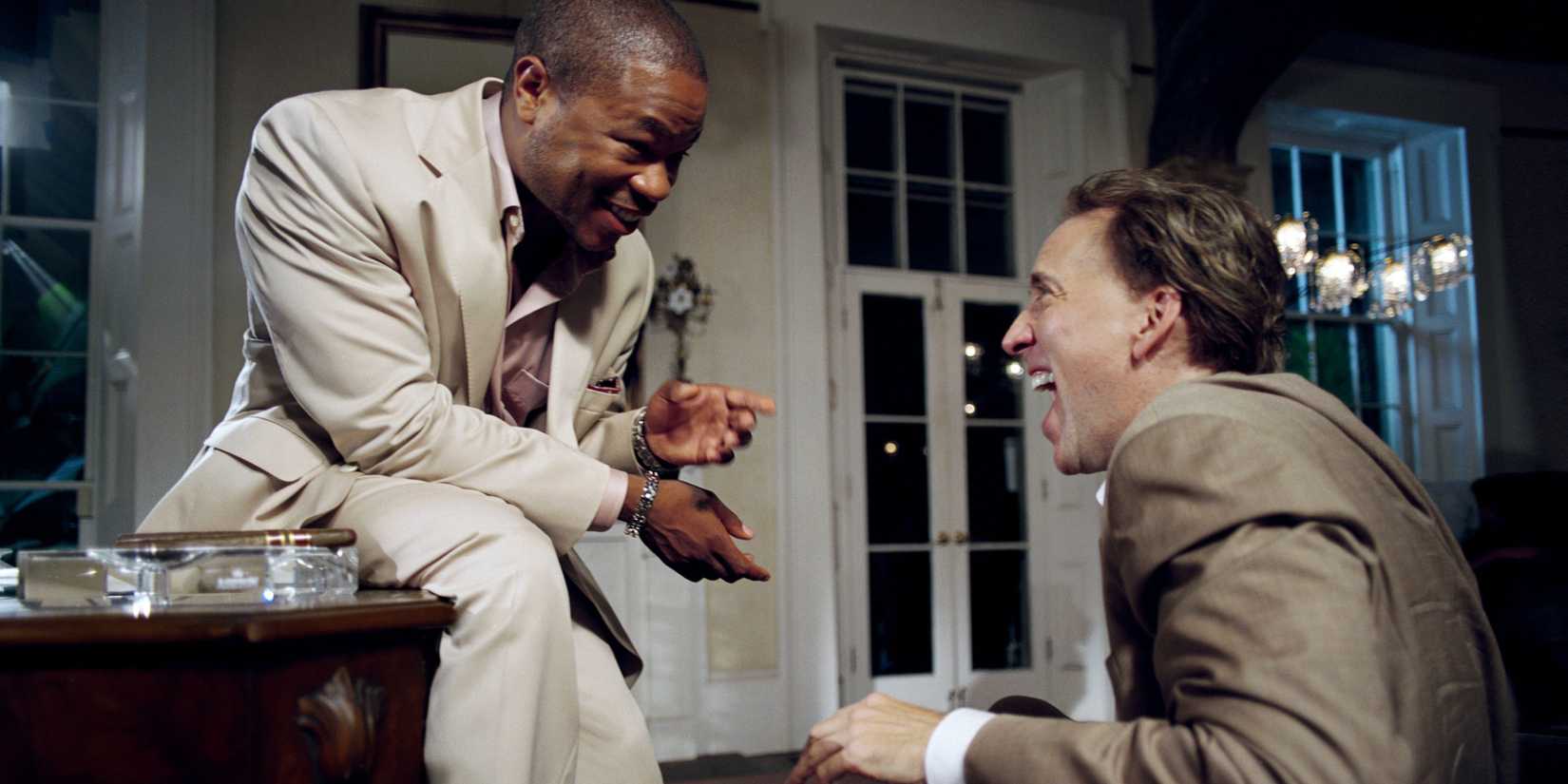 Xzibit and Nicolas Cage share a laugh in 'Bad Lieutenant: Port of Call New Orleans'