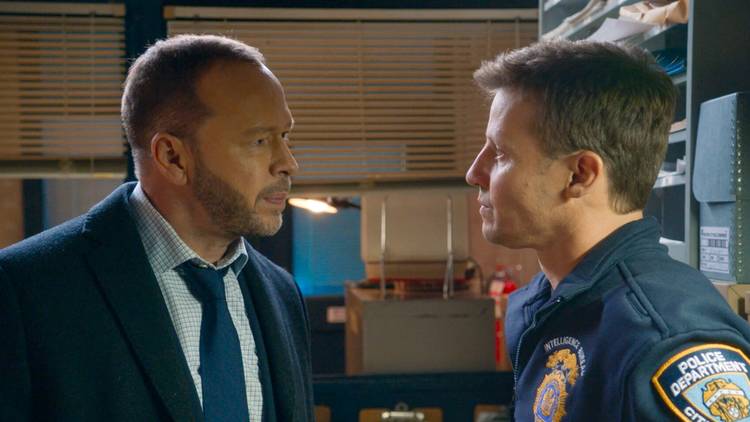 Blue Bloods' Danny (Donnie Wahlberg) and Jamie (Will Estes) in a heated conversation