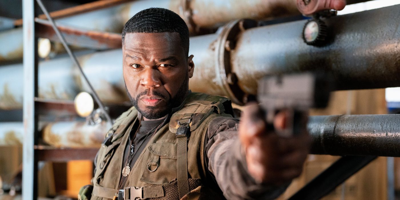50 Cent in Expend4bles aiming a weapon