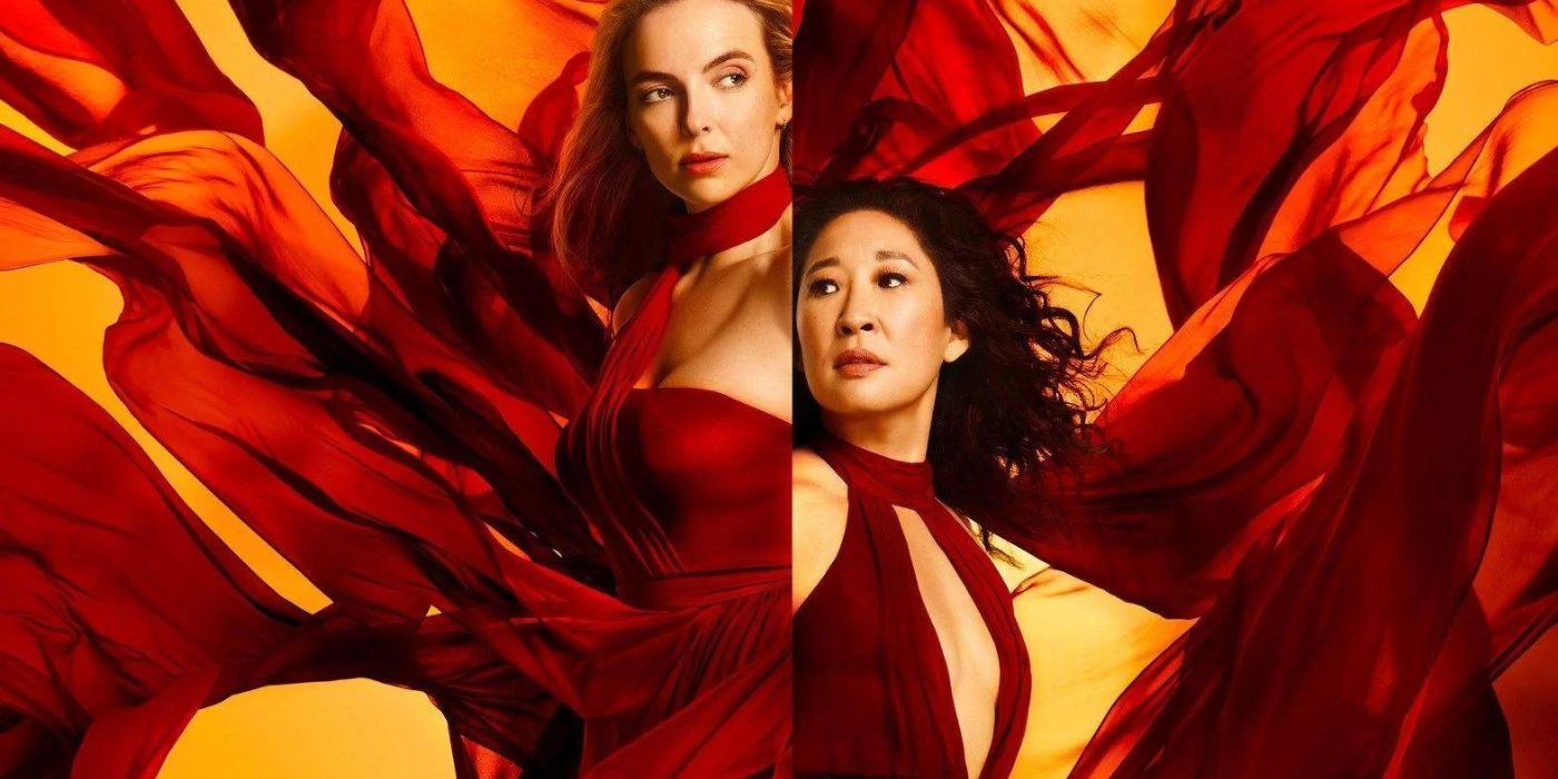 Jodie Comer and Sandra Oh in an offical poster for Killing Eve back-to-back