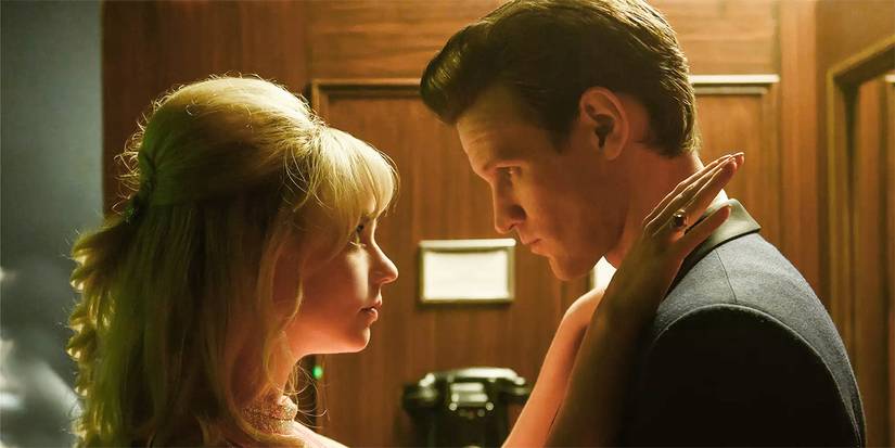 Anya Taylor-Joy as Sandie and Matt Smith as Jack looking into each other's eyes in Last Night in Soho