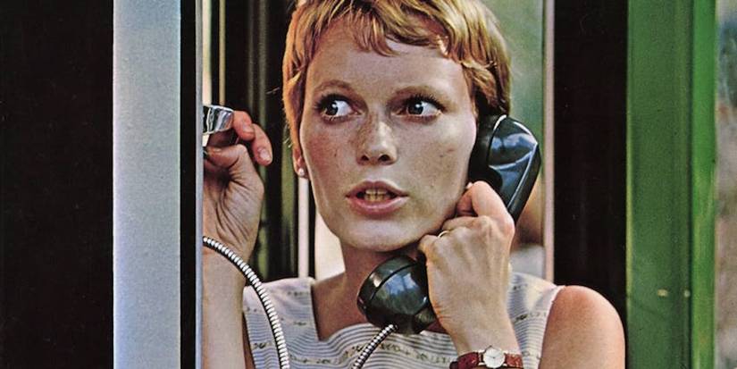 Rosemary talking on a payphone in Rosemary's Baby 