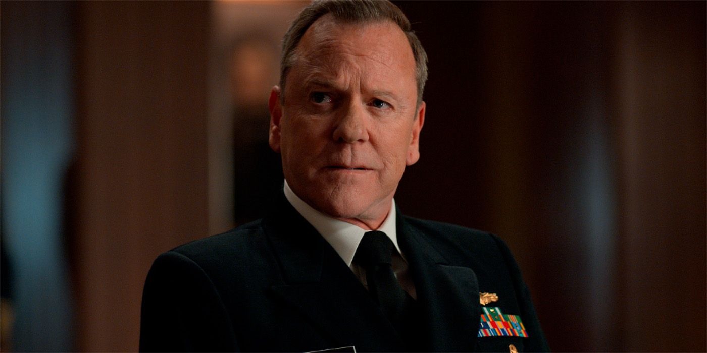 Kiefer Sutherland sits during his court-martial in William Friedkin's 'The Caine Mutiny Court-Martial'