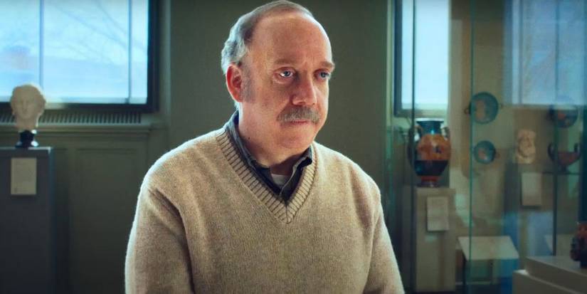Paul Giamatti as Hunham, looking sullen in The Holdovers