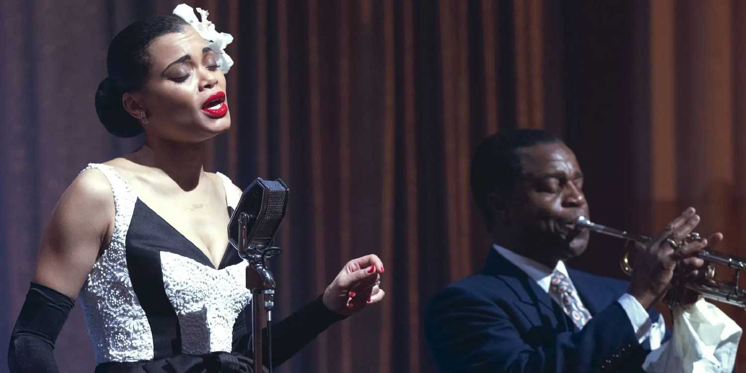 billie holiday white dress andra day Andra Day "pissed off" at crew for applauding her Billie Holiday performance