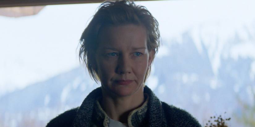 Close up shot of Sandra Hüller in 'Anatomy of a Fall'