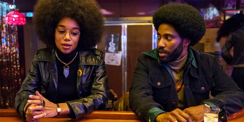 Laura Harrier and John David Washington in Blackkklansman