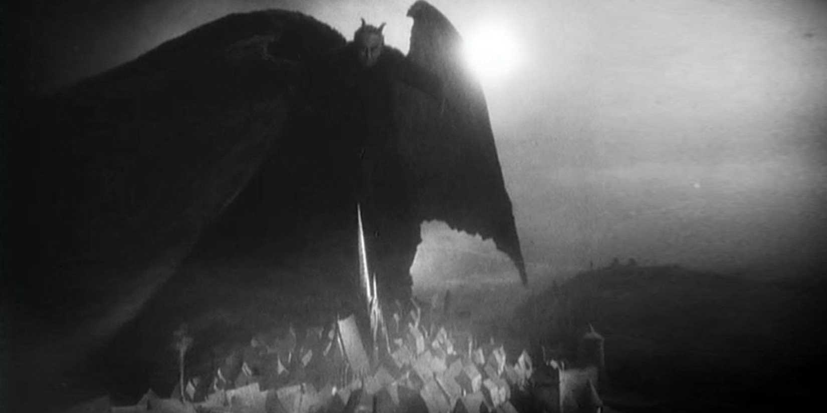 A demon with his wings spread in Faust