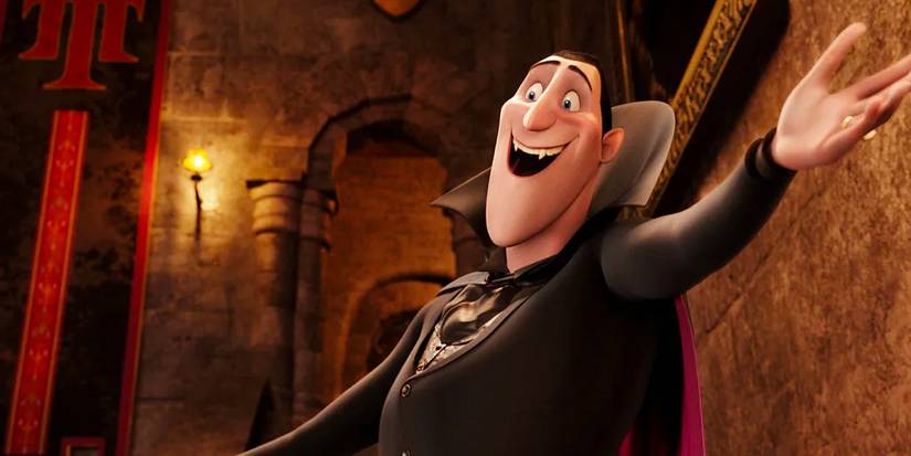 Count Dracula smiles as he welcomes guests to his hotel in 'Hotel Transylvania' (2012)